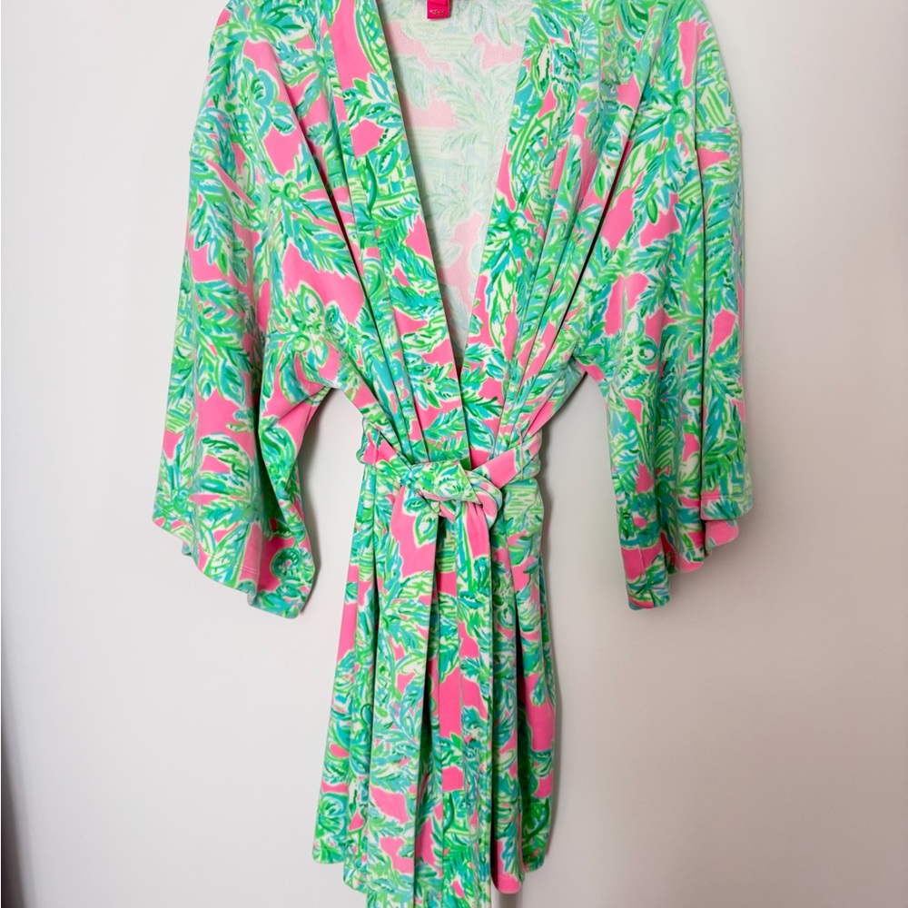 Lilly Pulitzer Pink and Green Floral Kimono